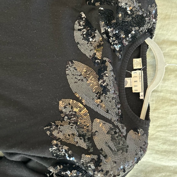 Vintage Black Sequin lambswool Embellished sweater Top M - Picture 5 of 5